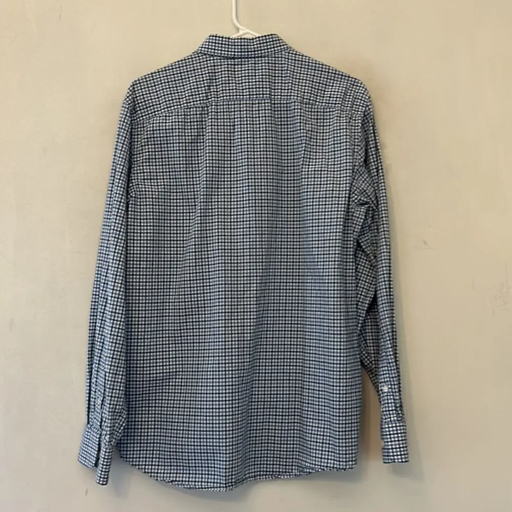 Banana Republic blue green white checked standard fit shirt Size M